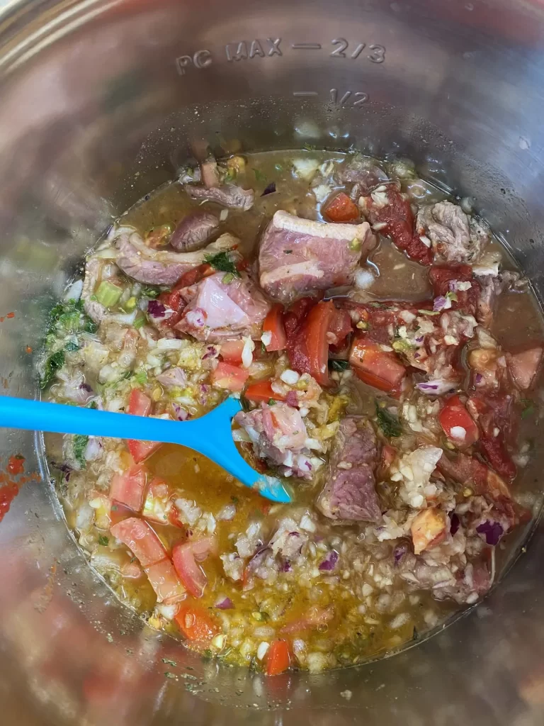 Cooking the Okra Stew in the Instant Pot with Ingredients